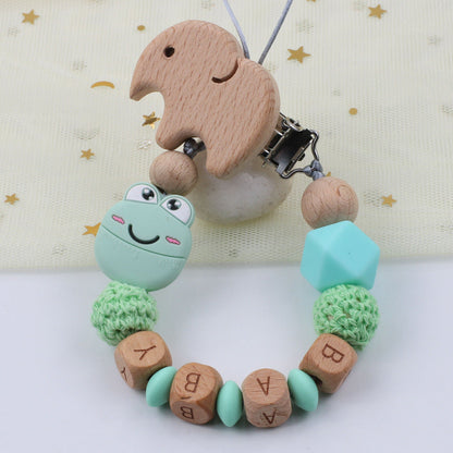 Cartoon frog silicone pacifier chain baby beech tooth glue chain toy anti-drop chain