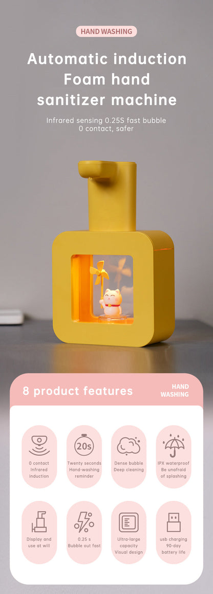 Cute Cat Rechargeable Touchless Automatic Soap Dispenser 400ml Kids foam Soap Dispenser with Night Light
