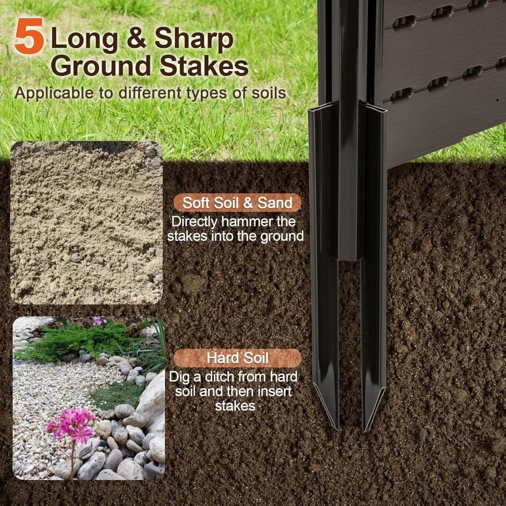 ir Conditioner Fence 2 Panels, 48''W x 45''H Outdoor Privacy Screen with 5 Stakes, HDPE Decorative Trash Can Enclosure