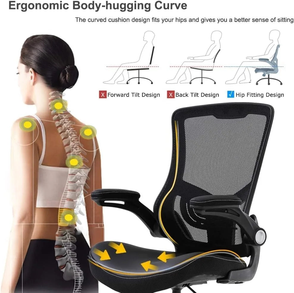 Drafting Chair Ergonomic Tall Office Chair Standing Desk Chair with Flip Up Arms Foot Rest Back Support Adjustable Height Mesh D