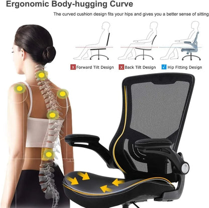 Drafting Chair Ergonomic Tall Office Chair Standing Desk Chair with Flip Up Arms Foot Rest Back Support Adjustable Height Mesh D