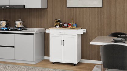 Kitchen island rolling trolley cart with 1 drawer & 2 doors with storage racks & Adjustable Shelves & towel rack