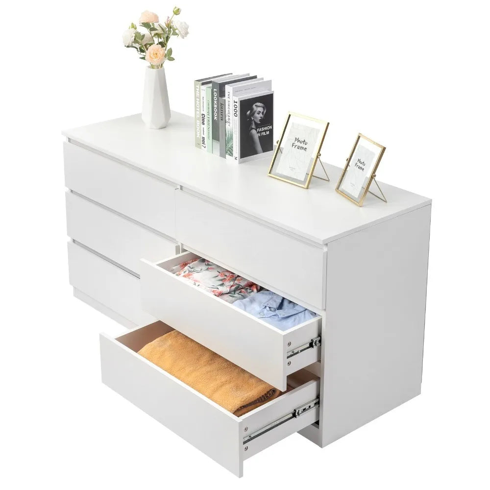 4/6 Drawer Dresser - Modern Chest of Drawers Wood Dressers Cut-Out Handles Room