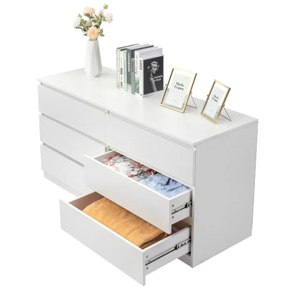 4/6 Drawer Dresser - Modern Chest of Drawers Wood Dressers Cut-Out Handles Room