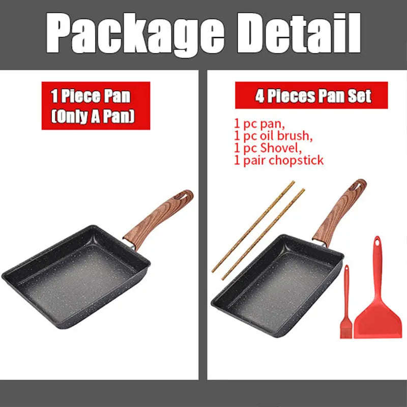 Tamagoyaki Japanese Omelette Pan Nonstick Egg Pan Skillet Rectangle Tamago Pan Small Egg Frying Pan with Cooking Tools