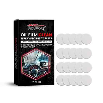 Glass Oil Film Cleaning Tablet, Front Inner Windshield Oil Film Removing Stain Brightening Cleaning Tablet