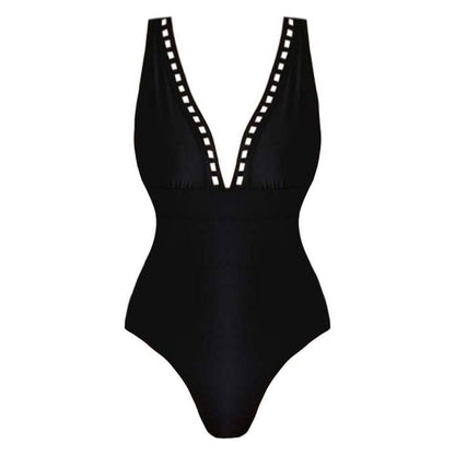 V-neck hollow sexy one-piece swimsuit women's set