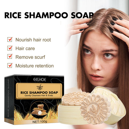 Rice Anti-Slip Shampoo Soap, Moisturizes Scalp Cleans Hair Repairs Damaged Hair And Strengthens Hair Shampoo Soap