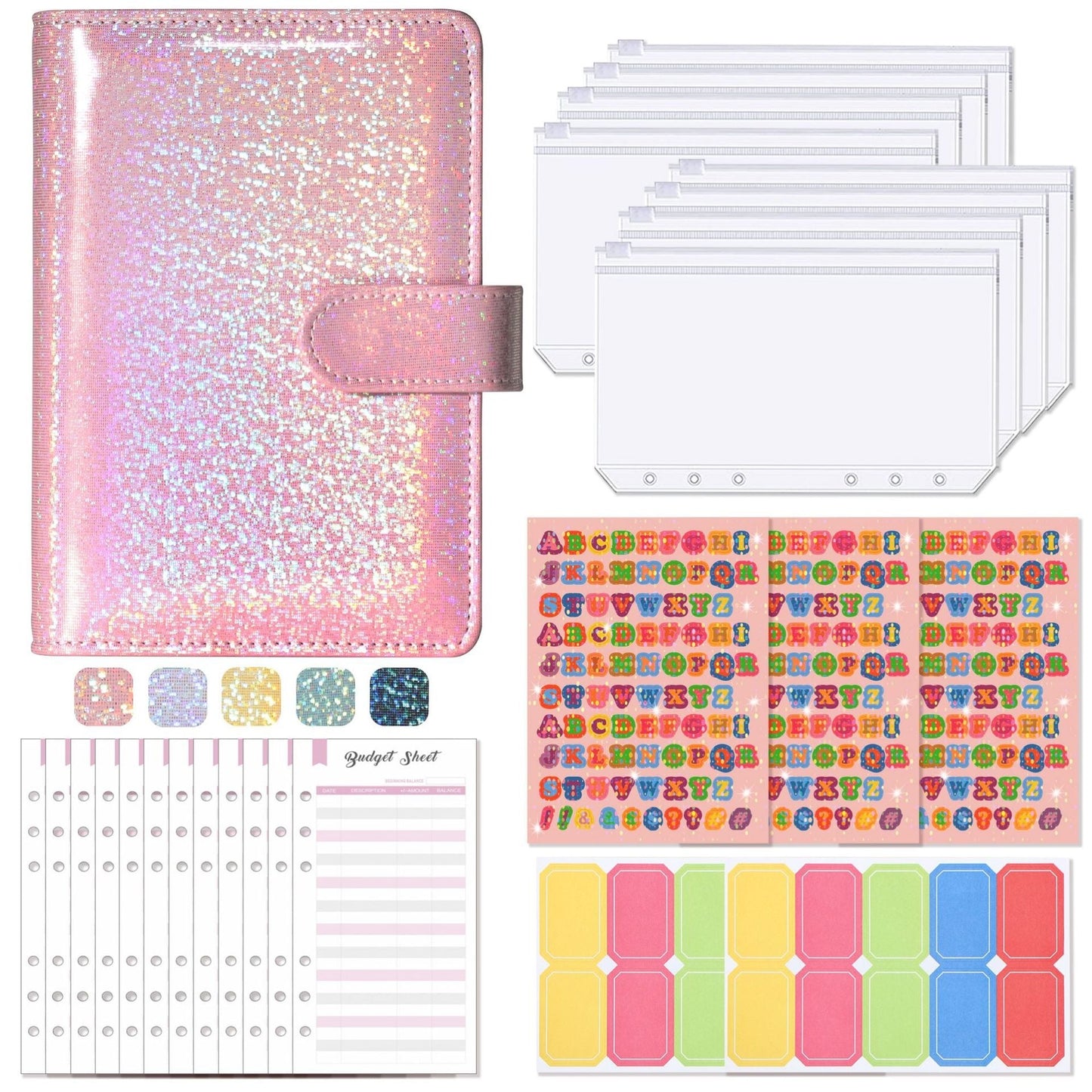 A6 Loose-Leaf Binder Budget Book Macaron Notebook Leather PU Loose-Leaf Book Cash Budget Handbook