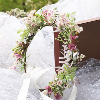 Bridal Flower Wreath Headpiece Original Simulation Starry Sky Water Grass Flower Crown Birthday Wedding Headflower Wreath