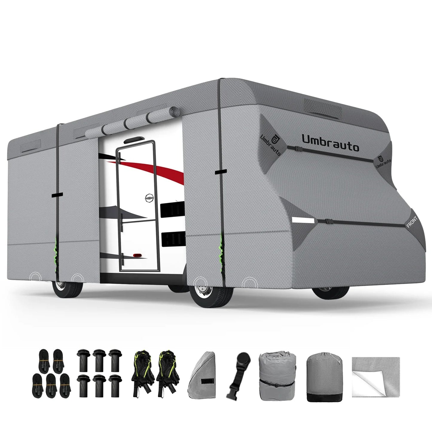 Umbrauto RV Cover Class C Upgraded 7 Layers Anti-UV Top Panel Motorhome Cover，Gray
