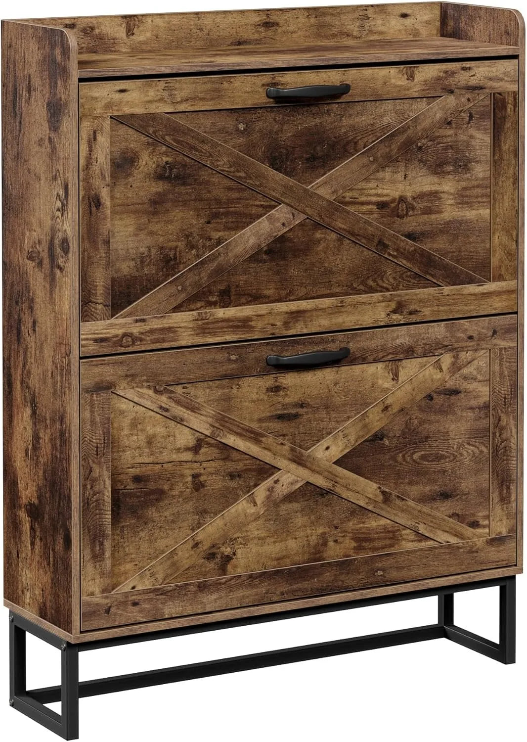 Shoe Cabinet with 2 Flip Drawers, Hidden Shoe Storage Cabinet for Entryway, Narrow Shoe Rack, Freestanding Slim Shoe