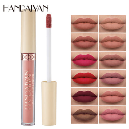 HANDAIYAN Popular Matte Matte Velvet 12 Colors Lip Gloss Liquid Lipstick Lip Glaze