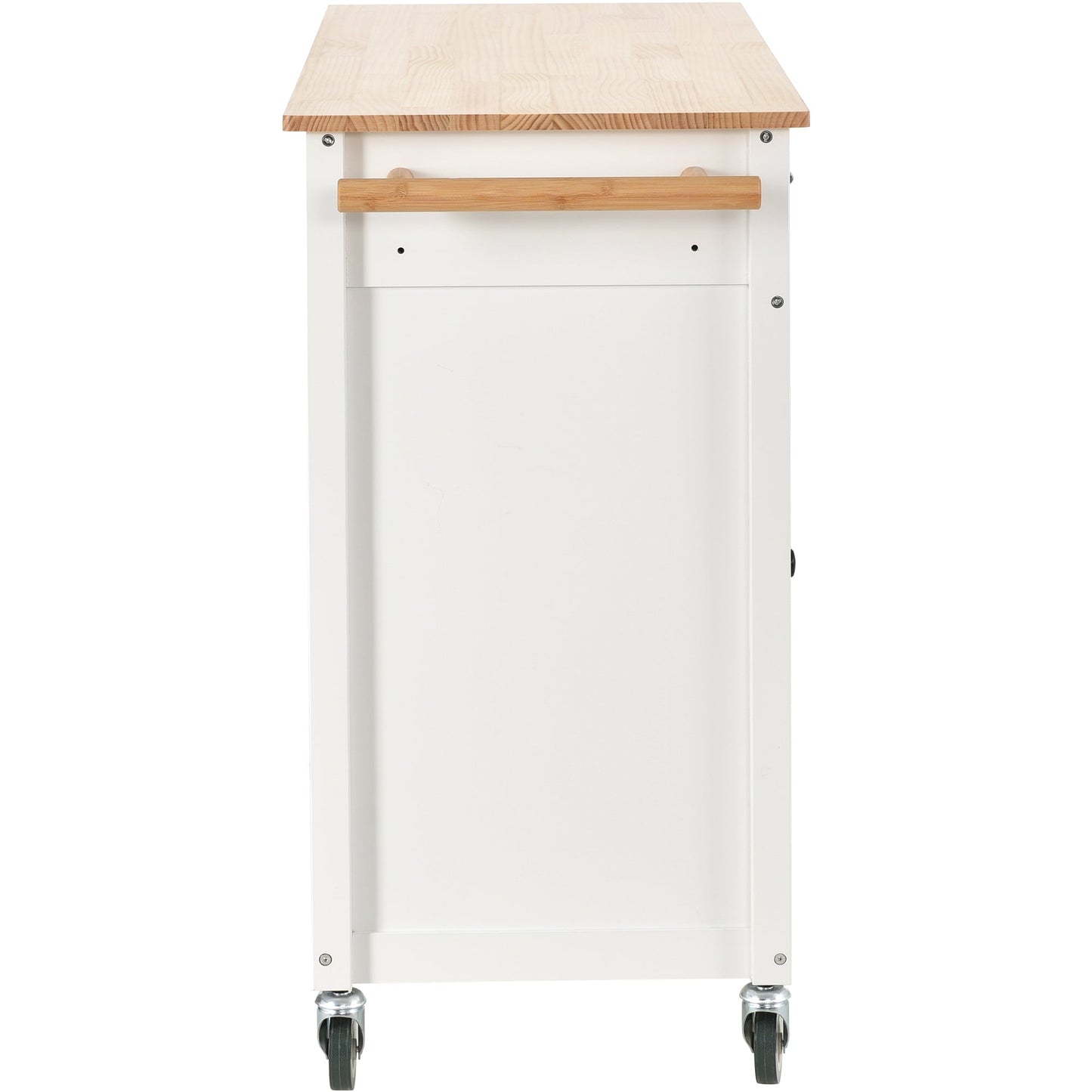 Kitchen Island Cart with Solid Wood Top and Locking Wheels 54.3 Inch Width  (White)