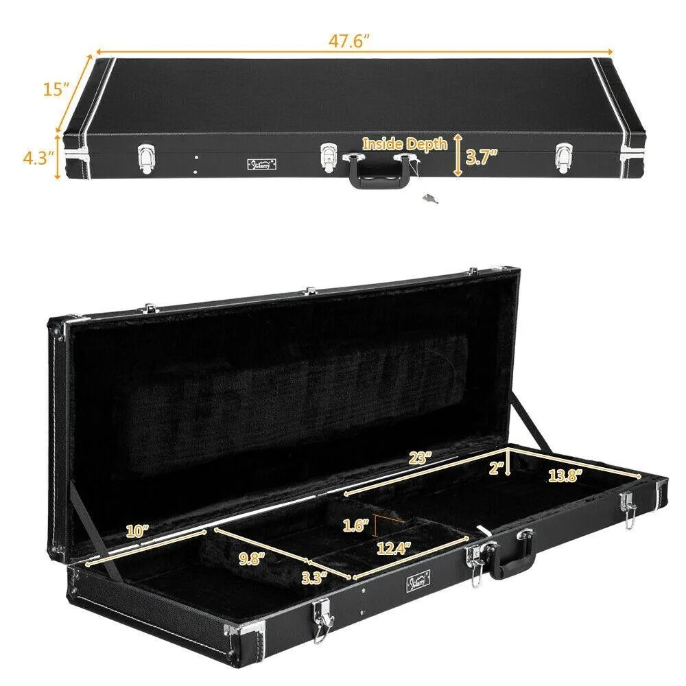 Bass Guitar Hard Case Portable for All Bass Hardsell Case with Lock Black
