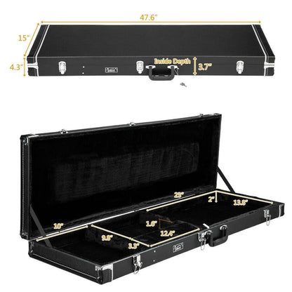 Bass Guitar Hard Case Portable for All Bass Hardsell Case with Lock Black