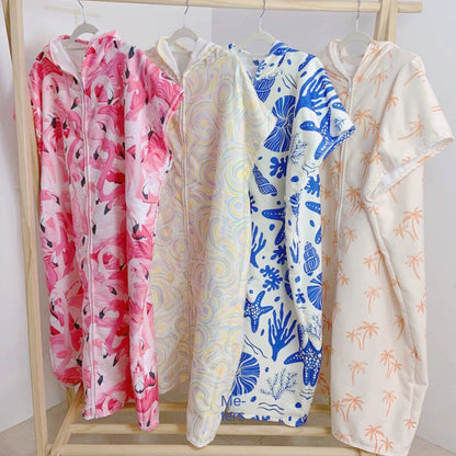 Hooded Towel Ultra-fine Fiber Zipper Wearable Bathrobe Cape Beach Towel