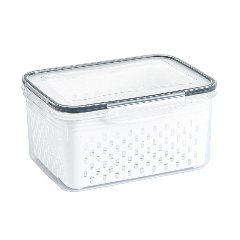 Kitchen food sealed preservation box fruit and vegetable drainage plastic storage box with lid