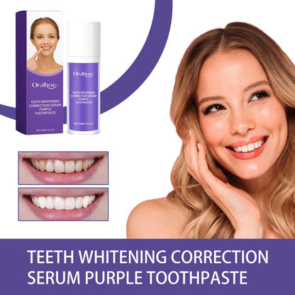Teeth Whitening Correction Serum Purple Toothpaste, Clean Tooth Stains Brightening White Mild Gingival Care Breath Fresh And Deodorizing
