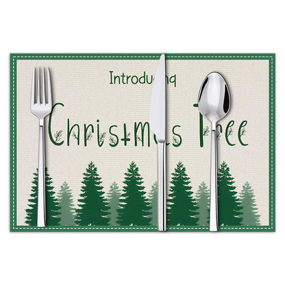 stmas linen placemats holiday party decorations insulation mats linen Christmas tree printed coasters