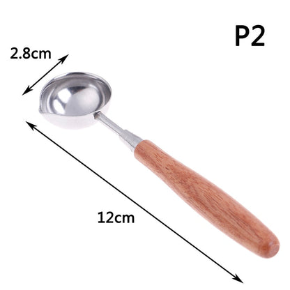 Anti-Hot Sealing Wax Spoon Wood Handle Retro Wax Stamping Spoons Invitation Cards Decorative Stamps Craft