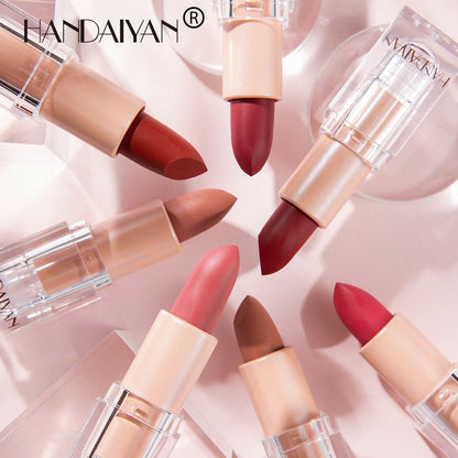 HANDAIYAN Matte Lipstick 12 Color Lipstick Not Easy To Fade Nude Pink Lipstick