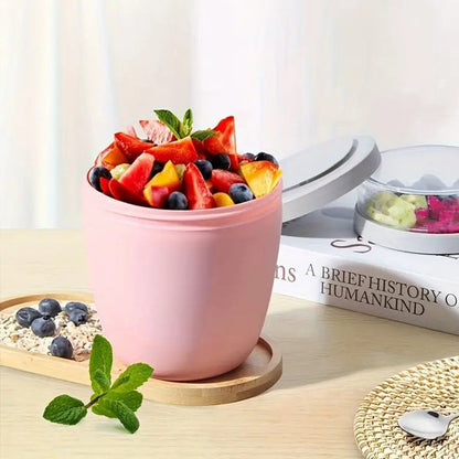 Portable Yogurt Cereal Cups with Lids. Ideal for Overnight Oats, DIY Salads & Parfaits. Great for Breakfast or Lunch