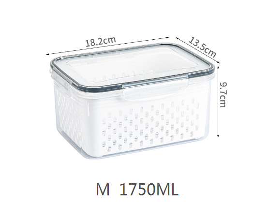 Kitchen food sealed preservation box fruit and vegetable drainage plastic storage box with lid