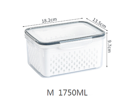 Kitchen food sealed preservation box fruit and vegetable drainage plastic storage box with lid