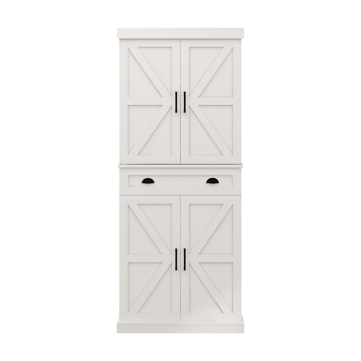 71" Kitchen Pantry Storage Cabinet with 4 Doors(2Doors with Racks)1 Drawer 2 Adjustable Shelves Freestanding Cupboard