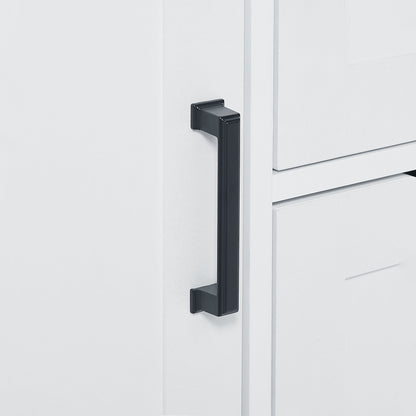 Bathroom storage cabinet with doors and drawers, multiple storage spaces, independent, open adjustable shelves, white