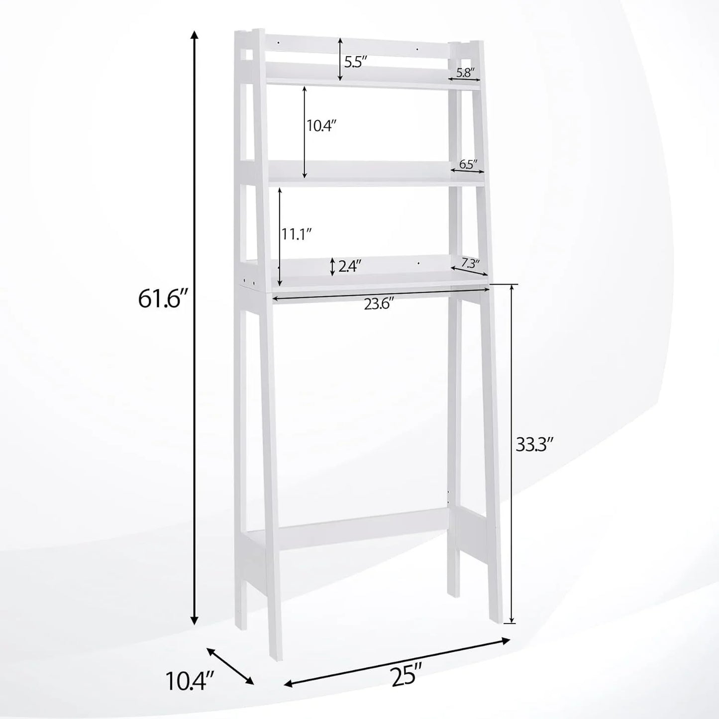 3 Tiers Over The Toilet Bathroom Storage Shelf, Freestanding Wooden Bathroom Organizer Rack with Shelves for Laundry