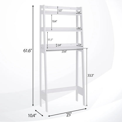 3 Tiers Over The Toilet Bathroom Storage Shelf, Freestanding Wooden Bathroom Organizer Rack with Shelves for Laundry