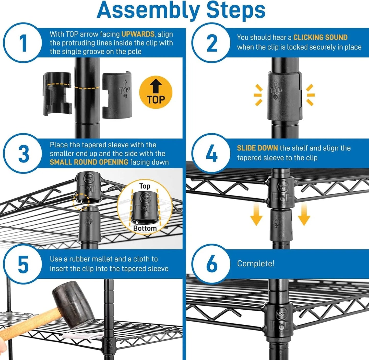 4-Tier Heavy Duty Metal Storage Shelves, Adjustable Wire Shelf Rack for Kitchen/Bathroom/Pantry/Cabinet/Garage Organiz
