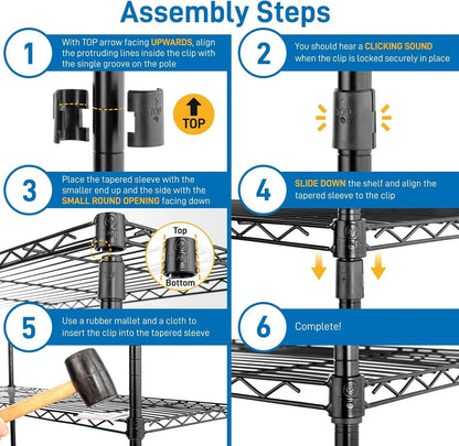 4-Tier Heavy Duty Metal Storage Shelves, Adjustable Wire Shelf Rack for Kitchen/Bathroom/Pantry/Cabinet/Garage Organiz