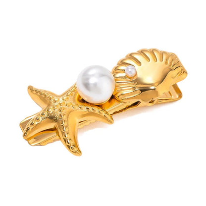 Stainless steel shell hair clip with bangs, high-end feel, ins metal hair accessories, broken hair clip at the back of the head