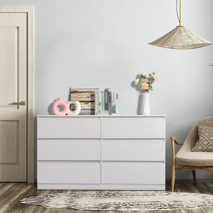 4/6 Drawer Dresser - Modern Chest of Drawers Wood Dressers Cut-Out Handles Room