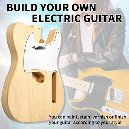 Unfinished DIY TL Electric Guitar Kit Mahogany Body Maple Neck