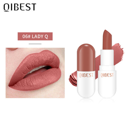 QIBEST Mini Capsule Lipstick Velvet Matte Lipstick Long Lasting Waterproof Pill Lipstick