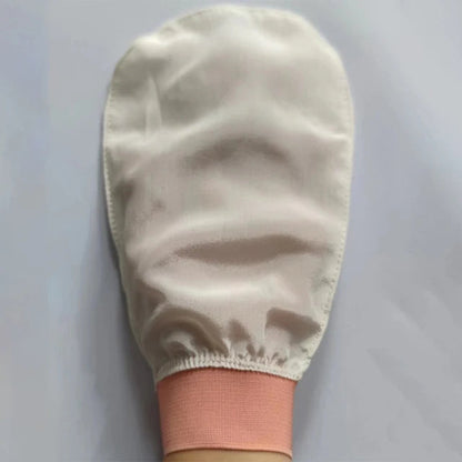 Silk exfoliating face wash and beauty towel, soft and exfoliating, bath and scrubbing, silk bath and face wash gloves