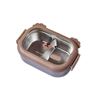 Creative cute bear stainless steel compartment insulation lunch box lunch box