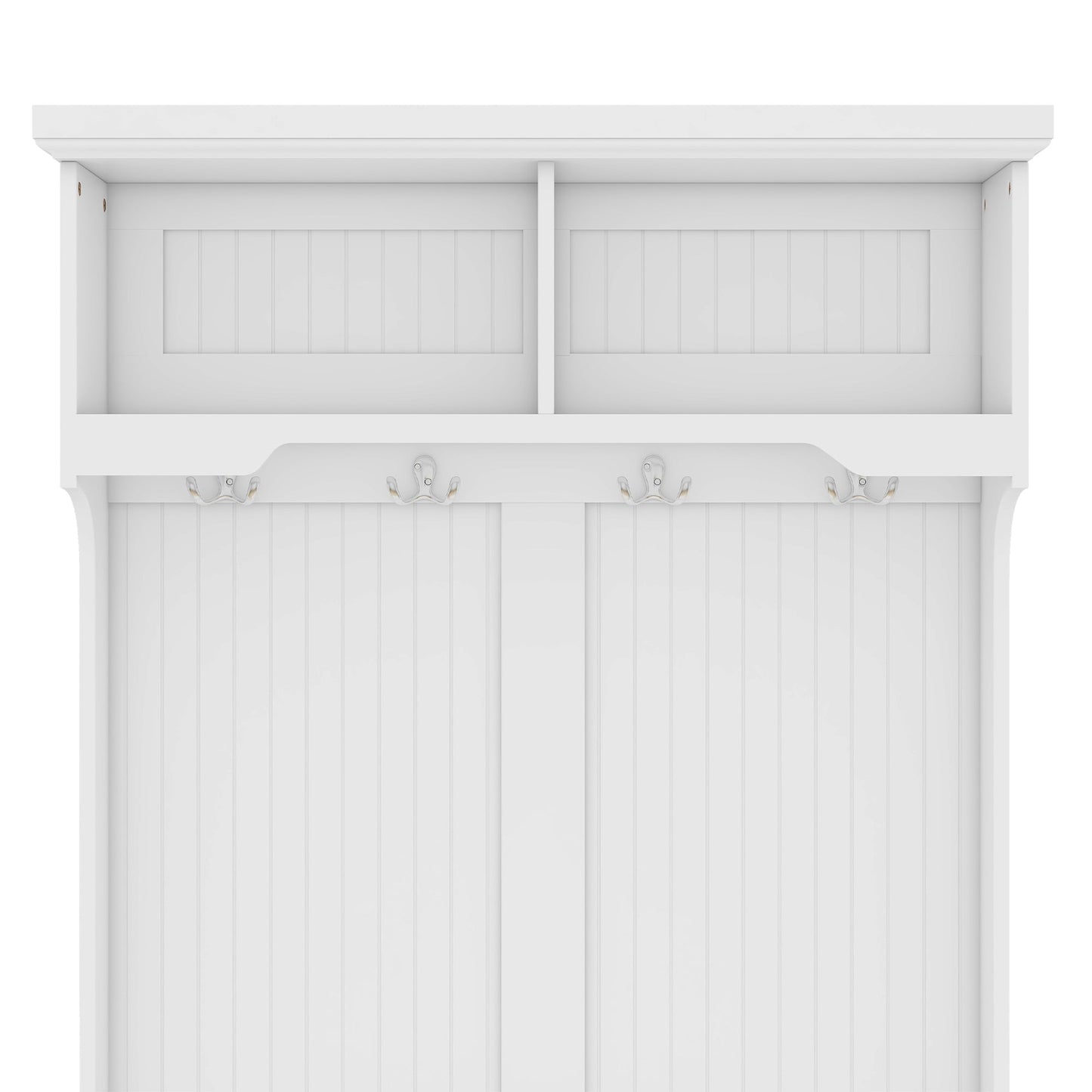Hall Tree with Storage Shoe Bench for Entryway and Hallway, 4-in-1 Design Coat Racks with 4 Hooks for Living Room, White