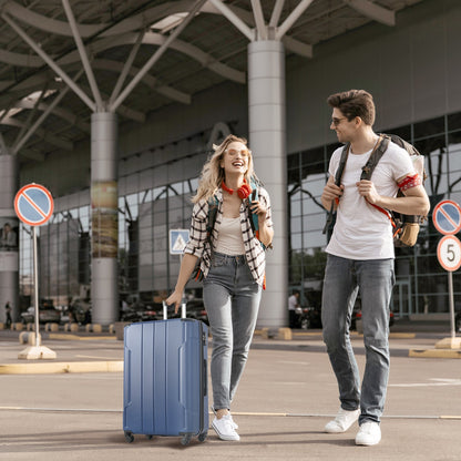 Hardshell Luggage Spinner Suitcase with TSA Lock Lightweight Expandable 24'' (Single Luggage) Blue + ABS + 24 Inch