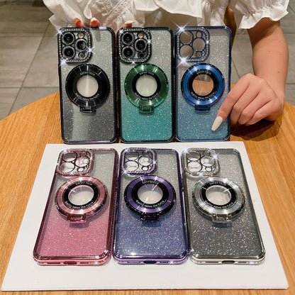 Phone case magnetic bracket Apple 14ProMax electroplated case