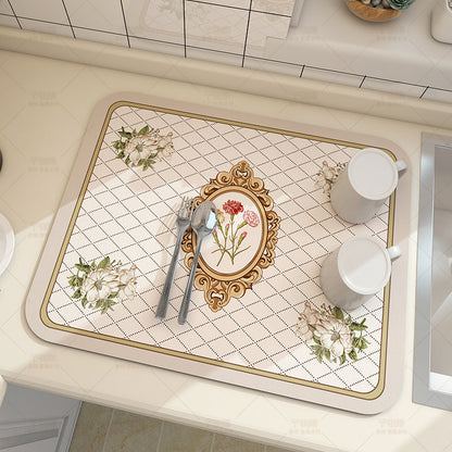 Kitchen Countertop Technology Cloth Drainage Pad Coffee Table Tableware Bowl Plate Cup Drying Pad Washable Insulation Pad