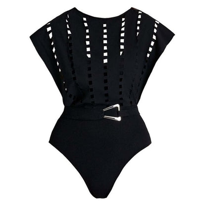 V-neck hollow sexy one-piece swimsuit women's set