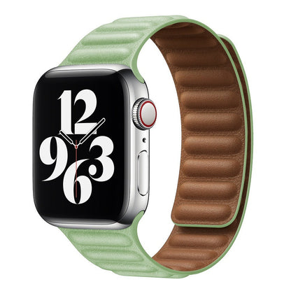 Suitable For iwatch8 Watchband S7 SE 6/5/43 Magnetic Suction New Leather Loopback Chain Apple Watch Wristband