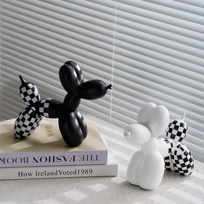 New black and white plaid balloon dog ornaments creative TV cabinet wine cabinet living room porch resin crafts