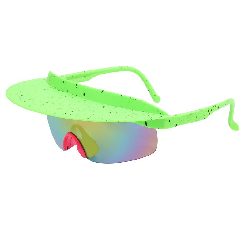 New Large Frame Cycling Glasses Men And Women Models Fashion Dazzling Hat Sunglasses Personality Brim Sunglasses