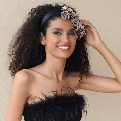 Fashionable leopard print fabric flower headband